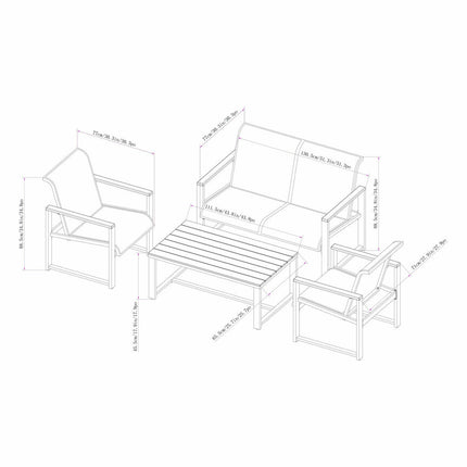 Sunvilla Helio 4 Piece Sling Patio Set + Cover – view 2