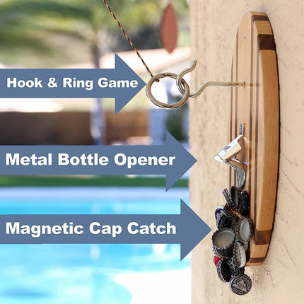 Vivere Hook and Ring Game with Bottle Opener & Magnetic Bottle Cap Catch (2 Pack) – view 2