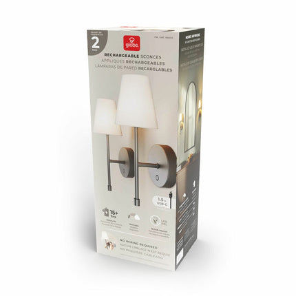 Globe Electric Wireless Rechargeable LED Integrated Wall Sconce, 2 Pack in 2 Colours – view 7