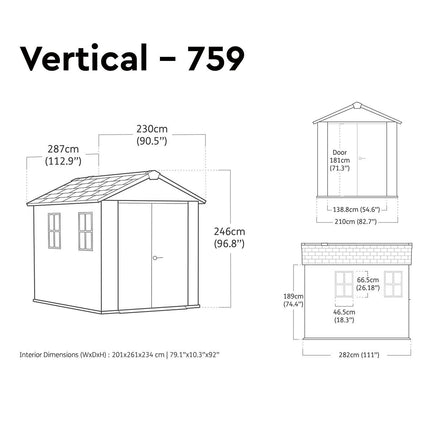 Keter Rosewood 9ft 5" x 7ft 6" (2.9 x 2.3m) Storage Shed in 2 Configurations – view 2