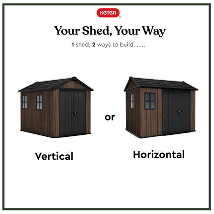 Keter Rosewood 9ft 5" x 7ft 6" (2.9 x 2.3m) Storage Shed in 2 Configurations – view 4