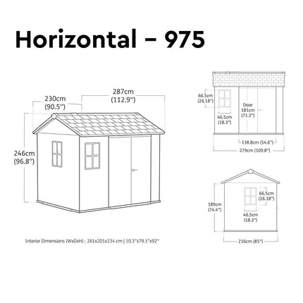 Keter Rosewood 9ft 5" x 7ft 6" (2.9 x 2.3m) Storage Shed in 2 Configurations – view 3