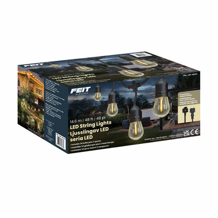 Feit 48ft (14.6m) 24 LED Indoor/Outdoor Weatherproof String Lights Set – view 7