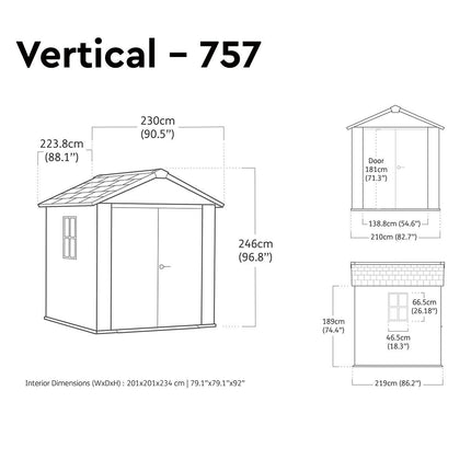 Keter Rosewood 7ft 4" x 7ft 6" (2.2 x 2.3m) Storage Shed in 2 Configurations – view 2