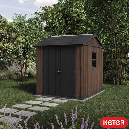 Keter Rosewood 7ft 4" x 7ft 6" (2.2 x 2.3m) Storage Shed in 2 Configurations