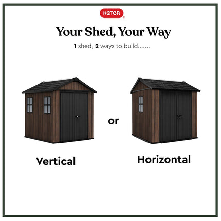 Keter Rosewood 7ft 4" x 7ft 6" (2.2 x 2.3m) Storage Shed in 2 Configurations – view 4