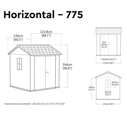 Keter Rosewood 7ft 4" x 7ft 6" (2.2 x 2.3m) Storage Shed in 2 Configurations – view 3