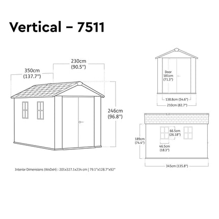 Keter Rosewood 11ft 5" x 7ft 6" (3.5 x 2.3m) Storage Shed in 2 Configurations – view 2