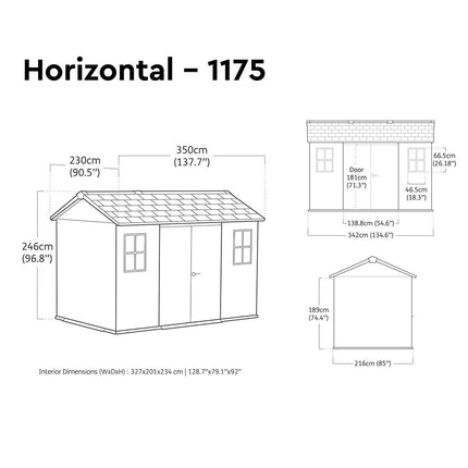 Keter Rosewood 11ft 5" x 7ft 6" (3.5 x 2.3m) Storage Shed in 2 Configurations – view 3