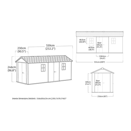 Keter Newton Plus 17ft x 7ft 5" (5.1 x 2.2m) Dual Entry Shed Storage Shed – view 2