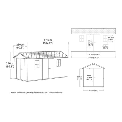 Keter Newton Plus 15ft x 7ft 5" (4.5 x 2.2m) Dual Entry Storage Shed – view 2