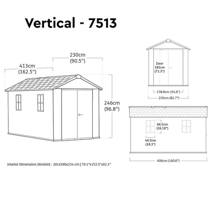 Keter Rosewood 13ft 5" x 7ft 6" (4.1 x 2.3m) Storage Shed in 2 Configurations – view 2