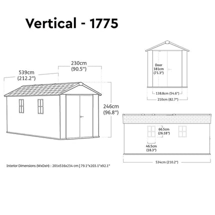 Keter Rosewood 17ft 6" x 7ft 5" (5.3 x 2.3m) Storage Shed in 2 Configurations – view 2