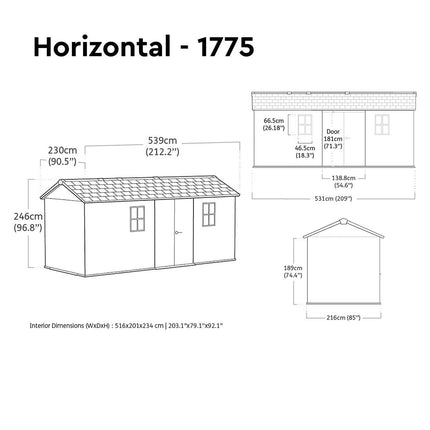 Keter Rosewood 17ft 6" x 7ft 5" (5.3 x 2.3m) Storage Shed in 2 Configurations – view 3