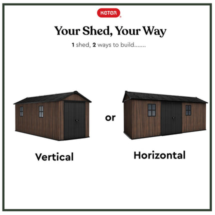Keter Rosewood 17ft 6" x 7ft 5" (5.3 x 2.3m) Storage Shed in 2 Configurations – view 4
