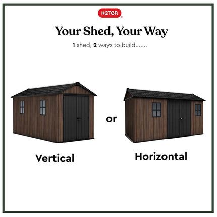 Keter Rosewood 13ft 5" x 7ft 6" (4.1 x 2.3m) Storage Shed in 2 Configurations – view 4