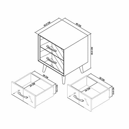 Bentley Designs Sienna Fumed Oak & Peppercorn Two Drawer Nightstand, 2 Pack