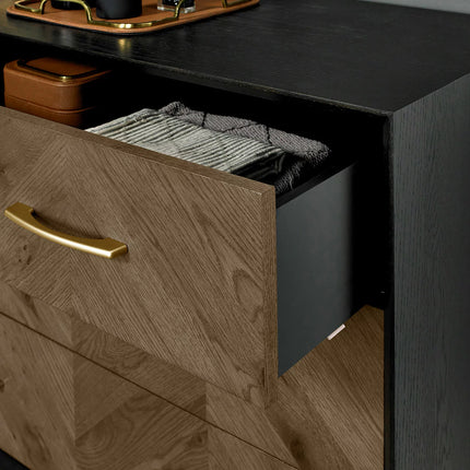 Bentley Designs Sienna Fumed Oak & Peppercorn 3 Drawer Chest of Drawers