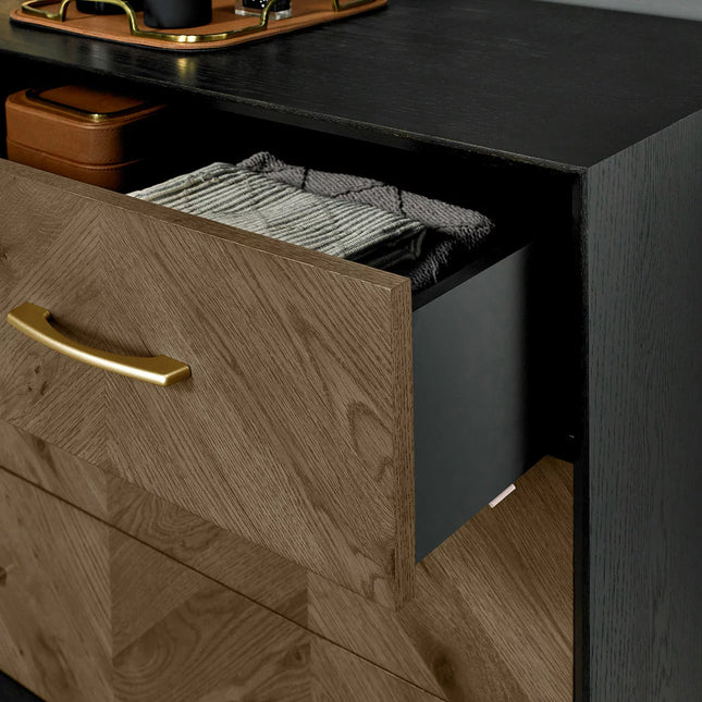 Bentley Designs Sienna Fumed Oak & Peppercorn 3 Drawer Chest of Drawers