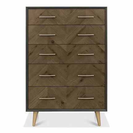 Bentley Designs Sienna Fumed Oak & Peppercorn 5 Drawer Chest of Drawers