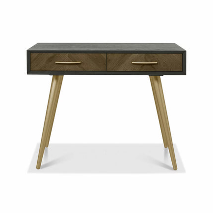 Bentley Designs Sienna Fumed Oak & Peppercorn Dressing Table & Stool
