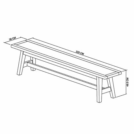 Bentley Designs Camden Weathered Oak & Peppercorn Large Bench, 220cm – view 2