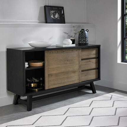 Bentley Designs Camden Weathered Oak & Peppercorn Wide Sideboard – view 3