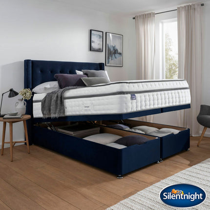 Silentnight Velvet Full Ottoman Divan Base with Bloomsbury Headboard in 2 Colours & 3 Sizes