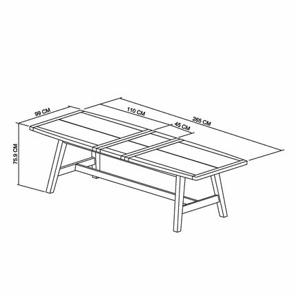 Bentley Designs Camden Weathered Oak & Peppercorn Extending Dining Table, Seats 6-8 – view 2