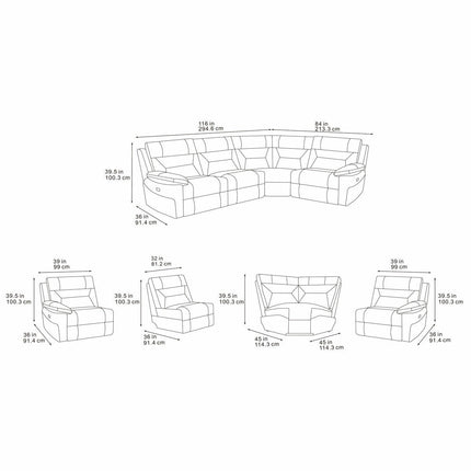 Lucca Grey Fabric Power Reclining Corner Sofa – view 2