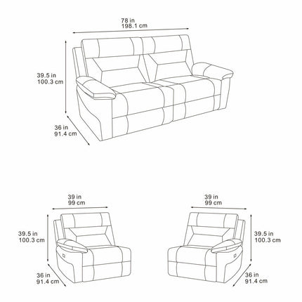Lucca Grey Fabric Power Reclining Large 2 Seater Sofa – view 2