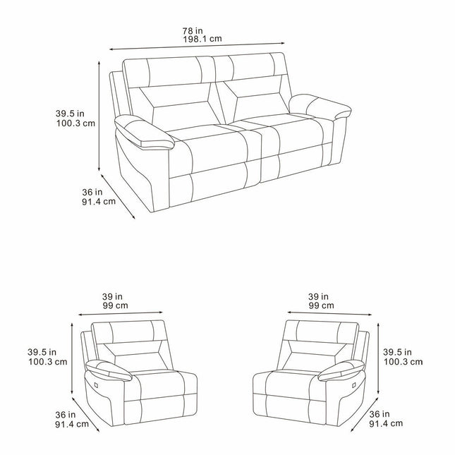 Lucca Grey Fabric Power Reclining Large 2 Seater Sofa – view 2