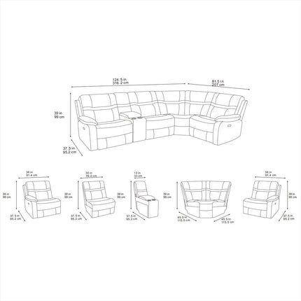 Jackson Grey Fabric Power Reclining Corner Sofa – view 2