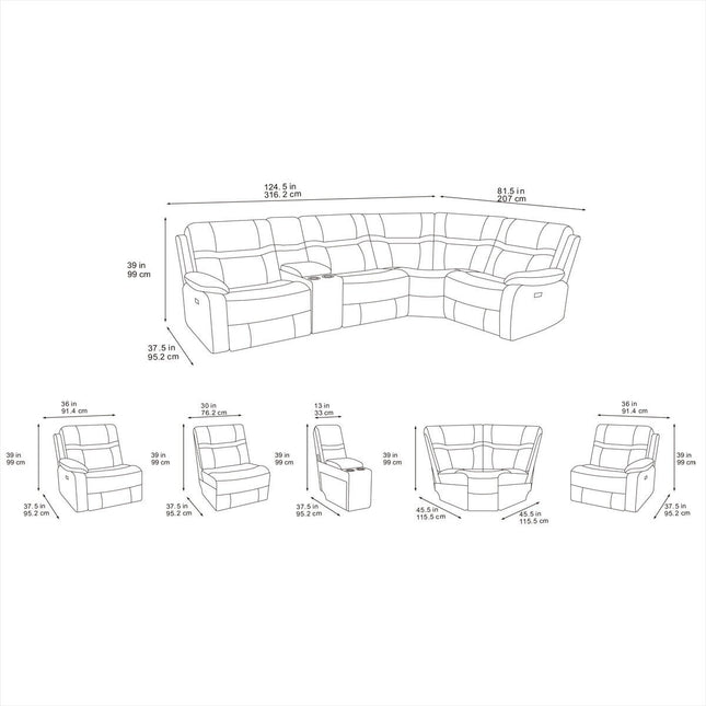 Jackson Grey Fabric Power Reclining Corner Sofa – view 2
