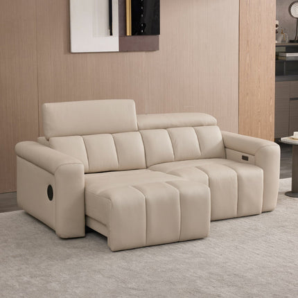 Dallas Cream Leather Power Sliding 3 Seater Sofa – view 3