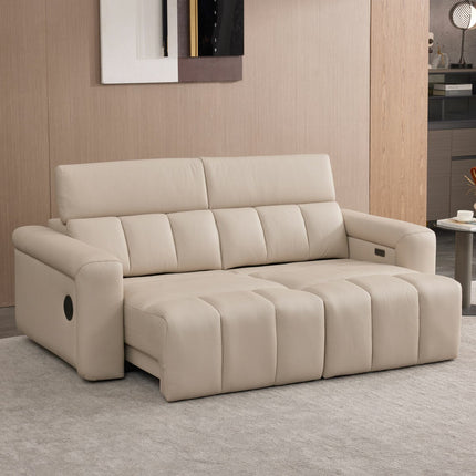 Dallas Cream Leather Power Sliding 3 Seater Sofa – view 4