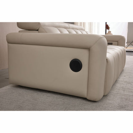 Dallas Cream Leather Power Sliding 3 Seater Sofa – view 6