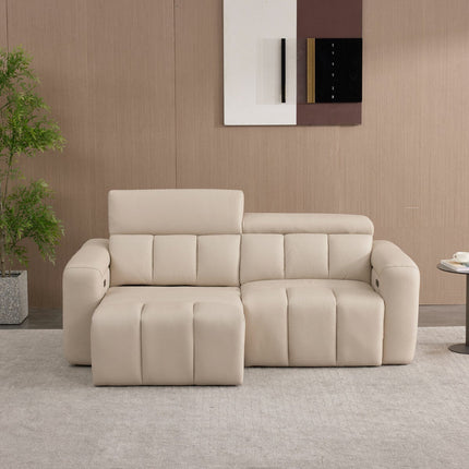 Dallas Cream Leather Power Sliding 3 Seater Sofa – view 7