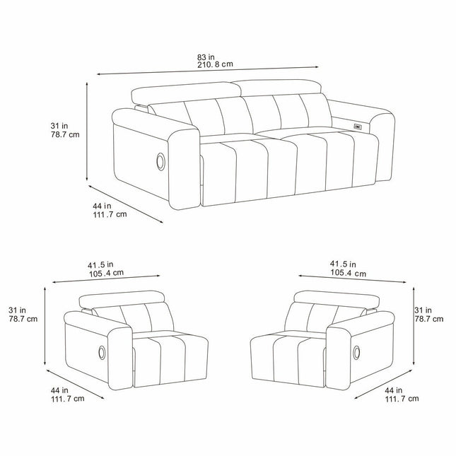 Dallas Cream Leather Power Sliding 3 Seater Sofa – view 2