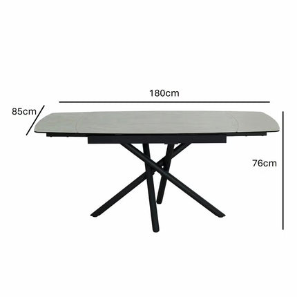 Indus Valley Skylar Small Ceramic Extending Dining Table + 6 Taupe Chairs, Seats 6