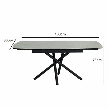 Indus Valley Skylar Ceramic Extending Dining Table + 6 Taupe Chairs, Seats 6-8