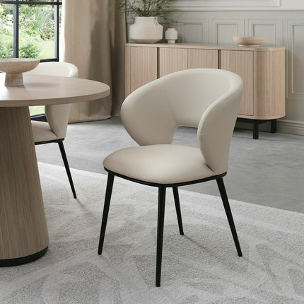 Bentley Designs Luca Beige Faux Leather Dining Chair, 2 Pack