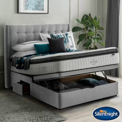 Silentnight Ottoman Divan Base with Bloomsbury Headboard in 4 Colours & 3 Sizes