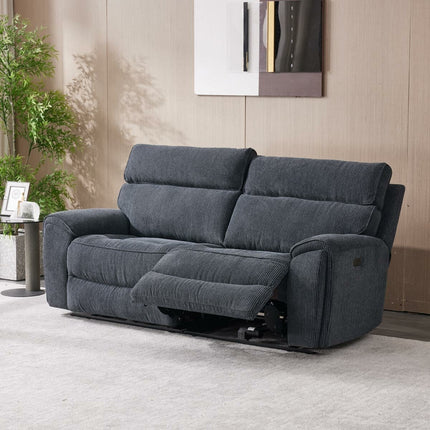 Atlanta Grey Cord Fabric Power Reclining Large 2 Seater Sofa – view 3