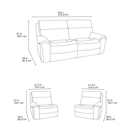 Atlanta Grey Cord Fabric Power Reclining Large 2 Seater Sofa – view 2