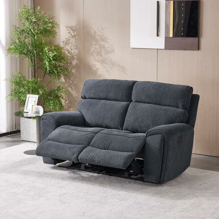 Atlanta Grey Cord Fabric Power Reclining 2 Seater Sofa – view 3