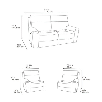 Atlanta Grey Cord Fabric Power Reclining 2 Seater Sofa – view 2