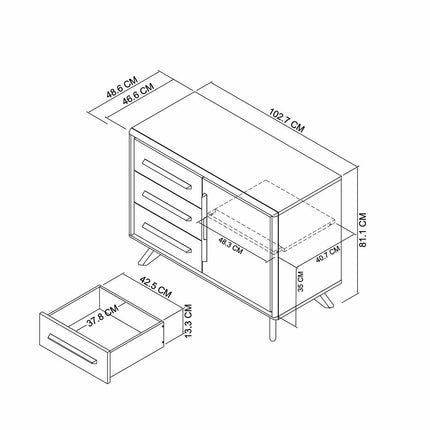 Bentley Designs Kristen Light Oak Small Sideboard – view 2