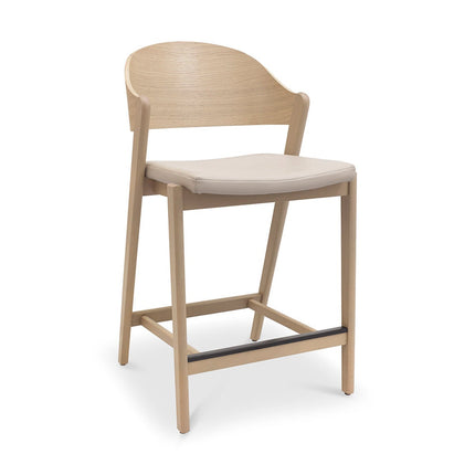 Bentley Designs Vega Scandi Light Oak Beige Leather Bar Stool – view 3