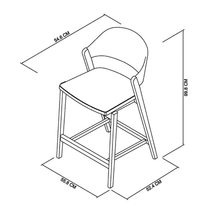Bentley Designs Vega Scandi Light Oak Beige Leather Bar Stool – view 2